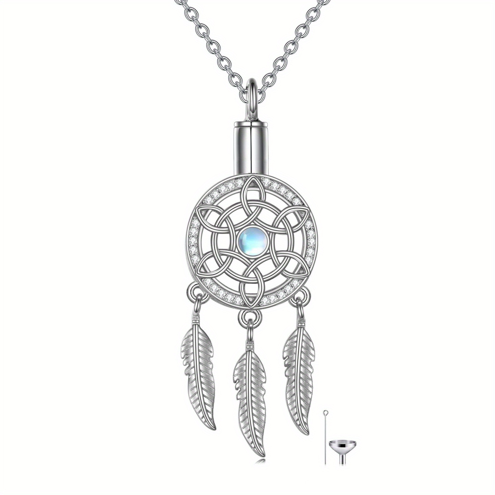 Dream Catcher Urn Necklace with Moonstone